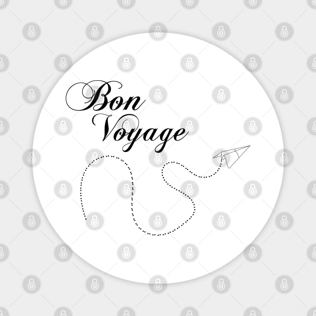 Travel - Bon Voyage - Cute and funny Paper Plane Traveler Gift Magnet by Shirtbubble